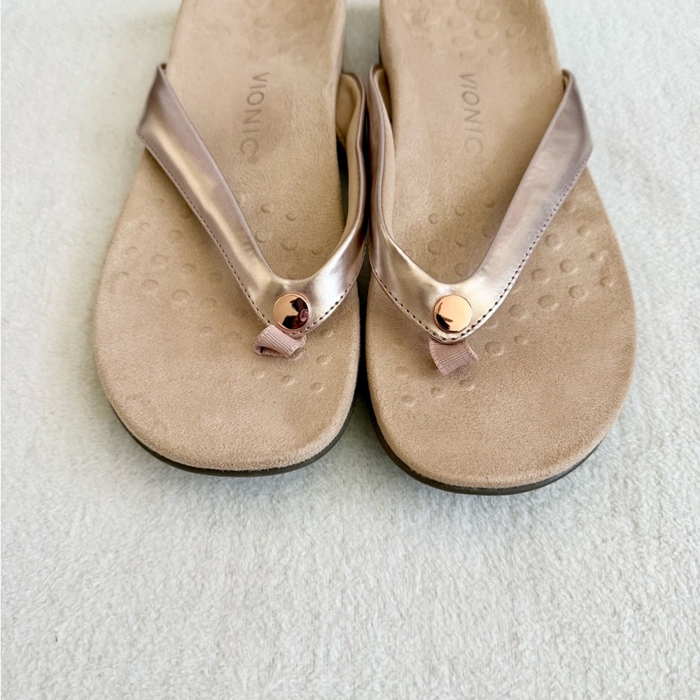 Vionic Rose Gold Thong Sandals Women’s Size 9 Comfort Arch Support Shoes - Picture 3 of 8